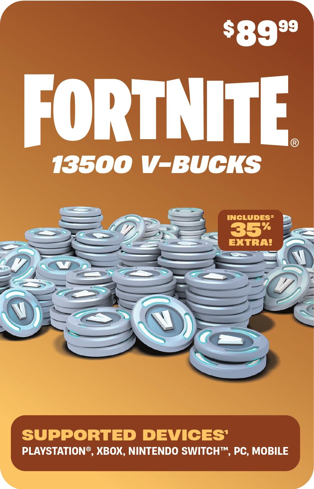 Fortnite Digital V-Bucks 13500 - PlayStation/Xbox/Nintendo Switch/PC/Mobile [Digital Code] - Instant Redeem Code for Epi